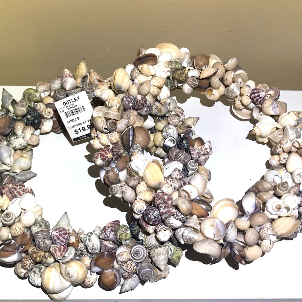 NWT Seashell Variety Wreath. 2 Available. Measures approx 10 1/2” Across.